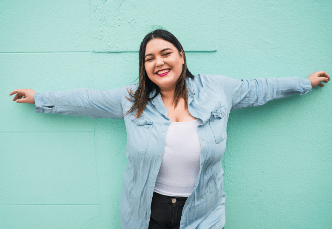 Cheerful Obese Woman